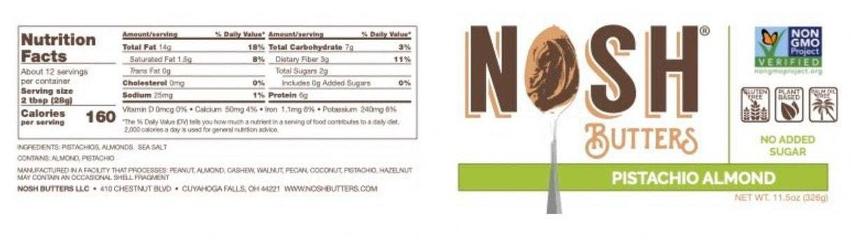 NOSH BUTTERS Pistachio Almond 11.5 OZ
