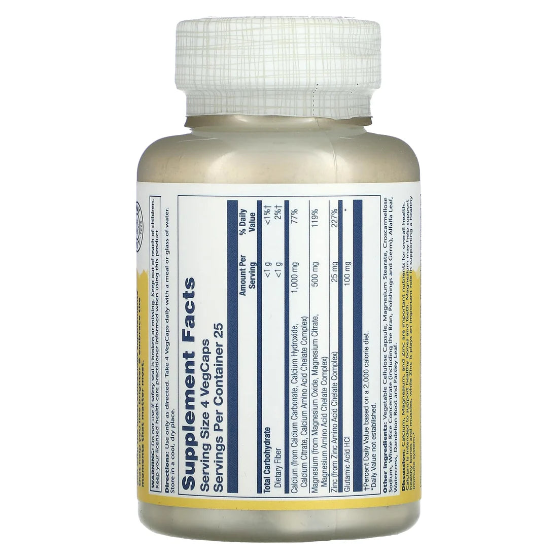 Solaray Calcium Magnesium Zinc 100CT Veg Capsule