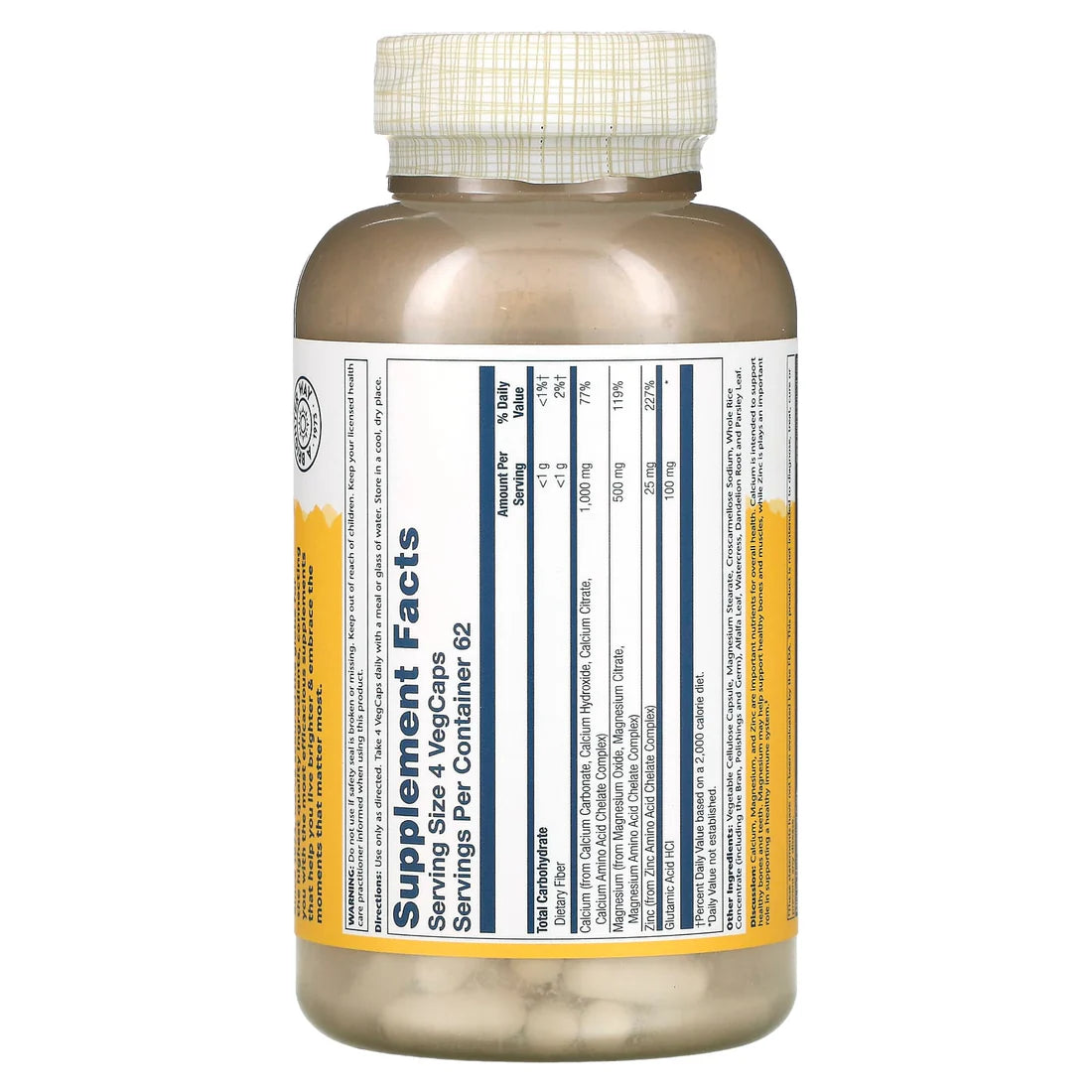 Solaray Calcium Magnesium Zinc 250CT Veg Capsule