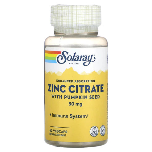Solaray Zinc Citrate 60CT 50MG Veg Capsule