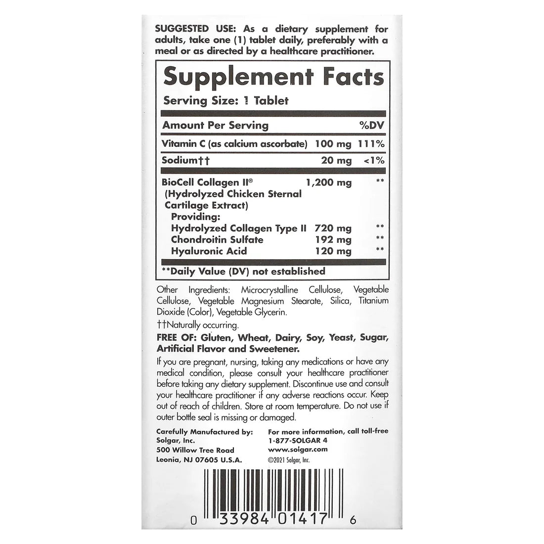 Solgar Collagen Hyaluronic Acid Complex Tablets 30tablet