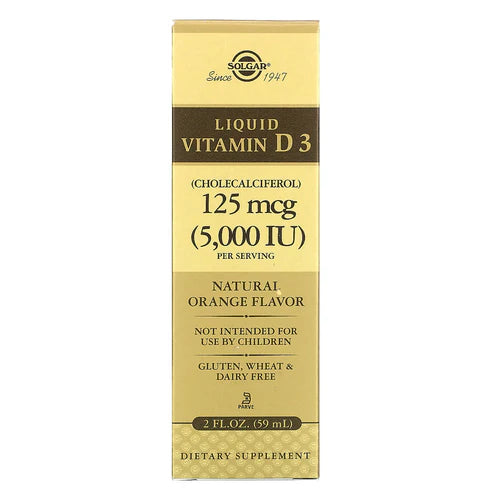 Solgar Liquid Vitamin D3 (Cholecalciferol) 125 mcg (5,000 IU) - Natural Orange Flavor 2 ozliquid