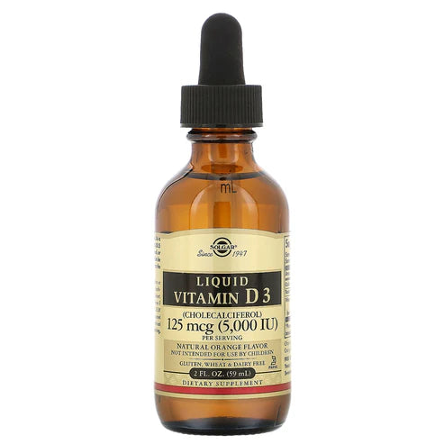 Solgar Liquid Vitamin D3 (Cholecalciferol) 125 mcg (5,000 IU) - Natural Orange Flavor 2 ozliquid