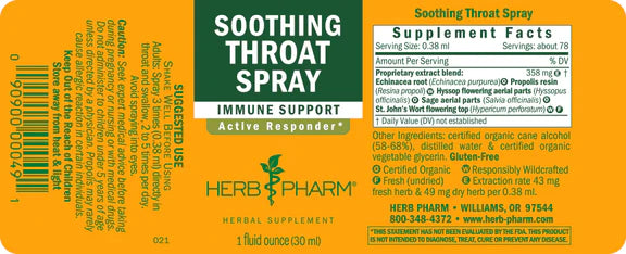 Herb Pharm SOOTHING THROAT SPRAY 1 oz