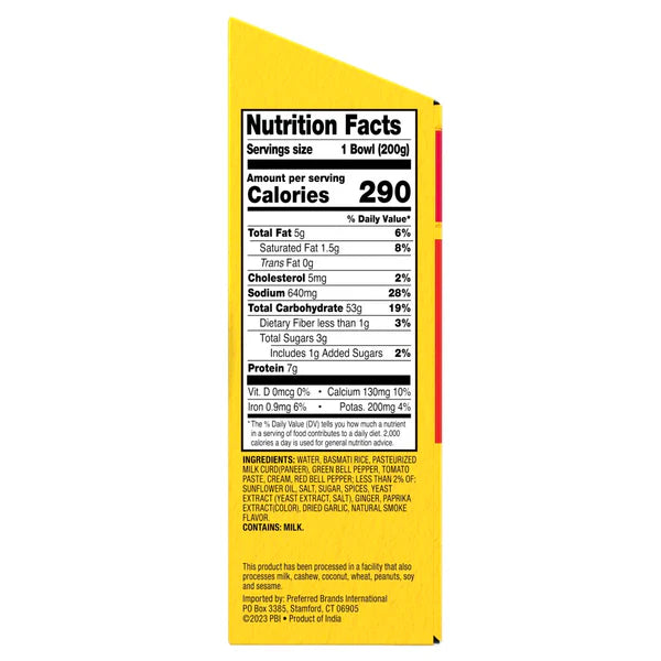 TASTY BITE Smoky Paneer Biryani,Rice Bowl 7 OZ