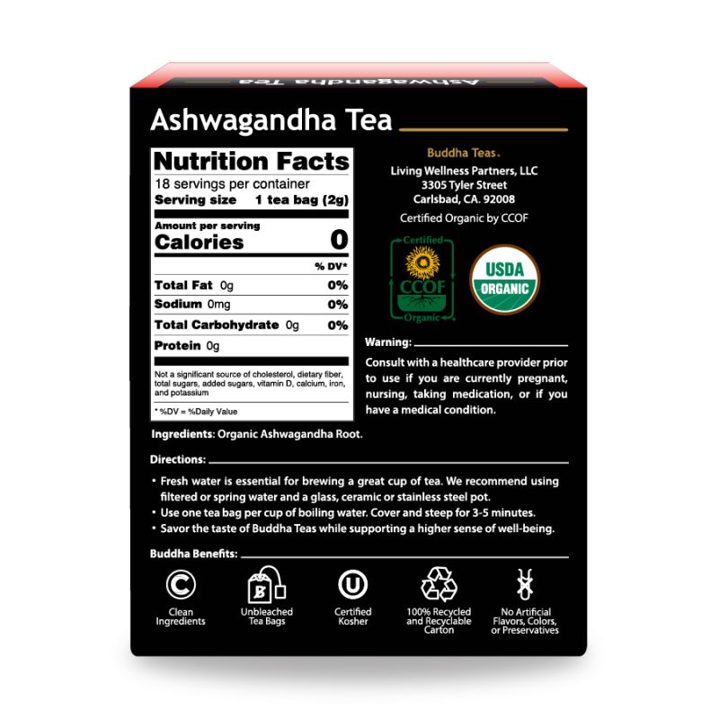BUDDHA TEAS Organic Ashwagandha Root Tea 18 BAG