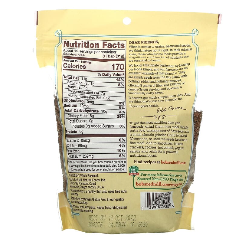 BOB`S RED MILL Flaxseeds, Gluten Free 13 OZ