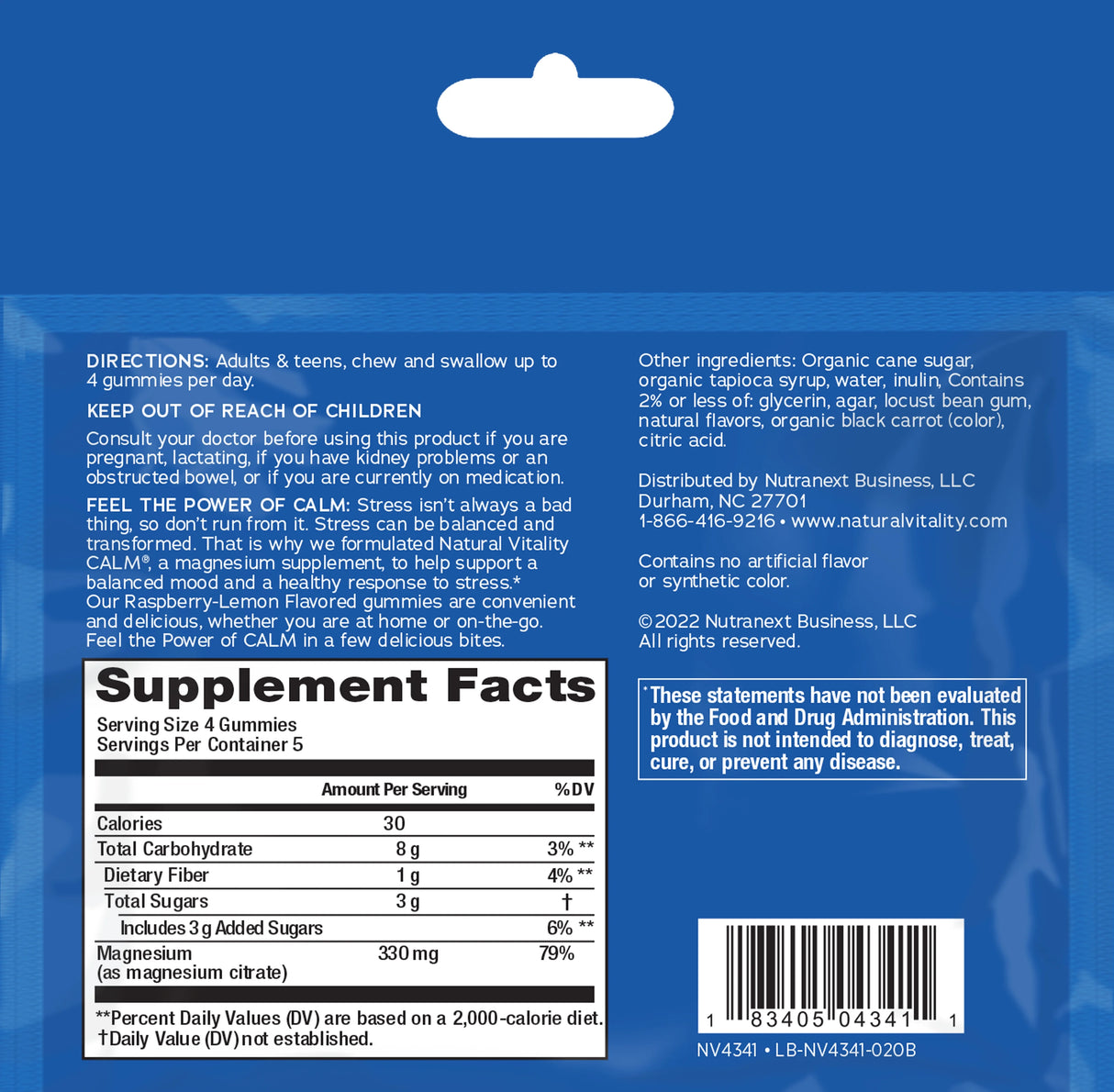 CALM GUMMIES RASPBERRY LEMON TRIAL & TRAVEL PACK 20 CT