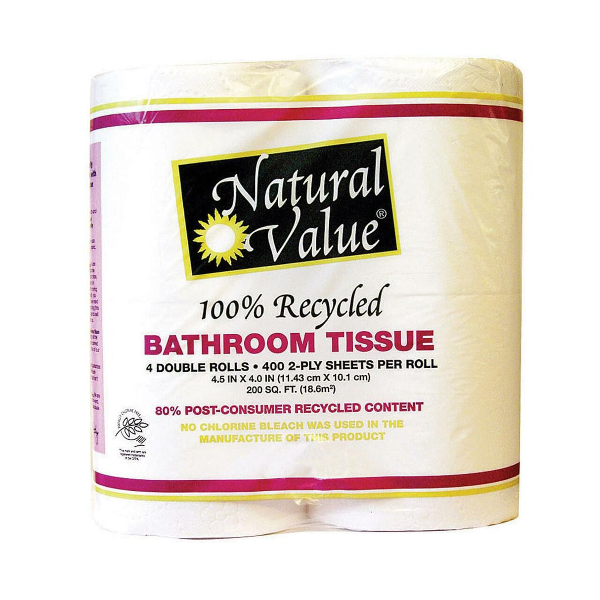 NATURAL VALUE Bathroom Tissue, 400 Cnt Rolls 4 PK