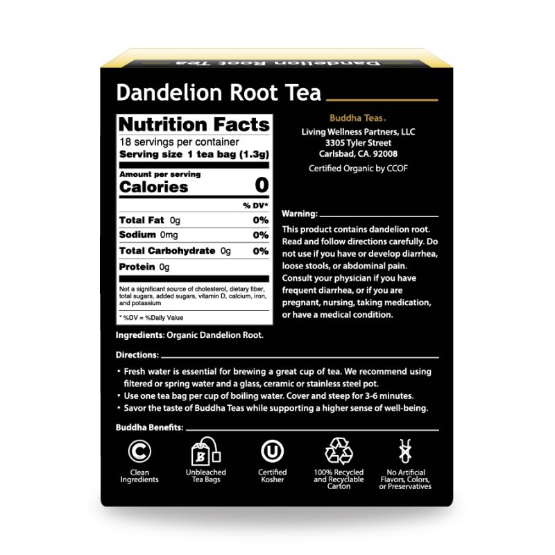 BUDDHA TEAS Organic Dandelion Root Tea 18 BAG