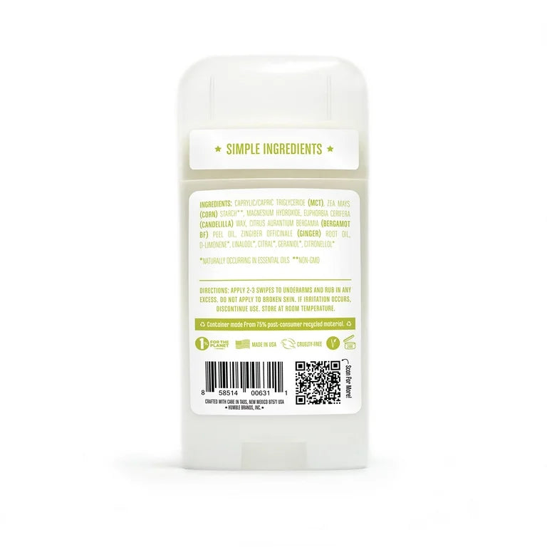 HUMBLE BRANDS DEODORANT VEGAN SENSITIVE BERGAMOT & GINGER 2.5OZ