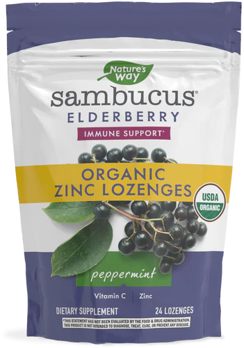 Nature's Way Sambucus Organic Zinc Lozenges 24 Loz