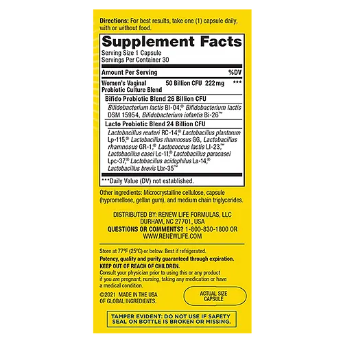 Renew Life UF WOMEN'S VAGINAL 50B 30 CT