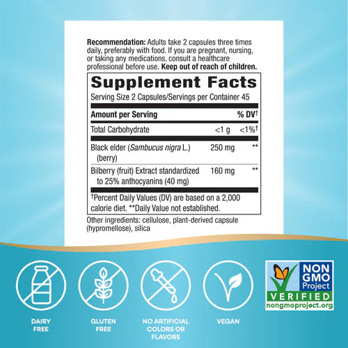 Nature's Way Bilberry Premium Extract, 25% Anthocyanins 90 Vgn Cp