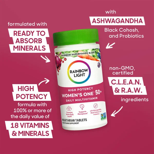 Rainbow Light HIGH POTENCY WOMEN’S ONE 50+ DAILY MULTIVITAMIN 120CT