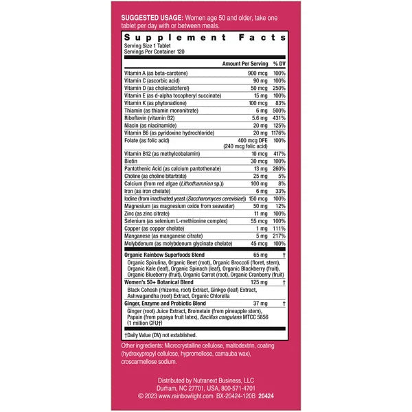 Rainbow Light HIGH POTENCY WOMEN’S ONE 50+ DAILY MULTIVITAMIN 120CT