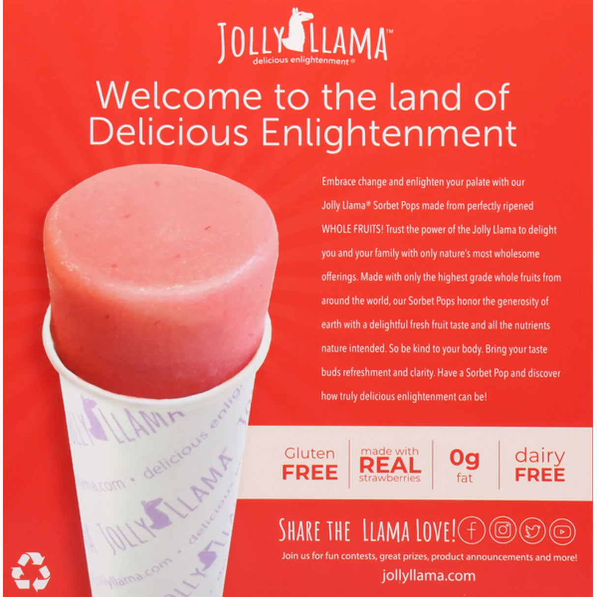Jolly Llama Sorbet Pops Strawberry