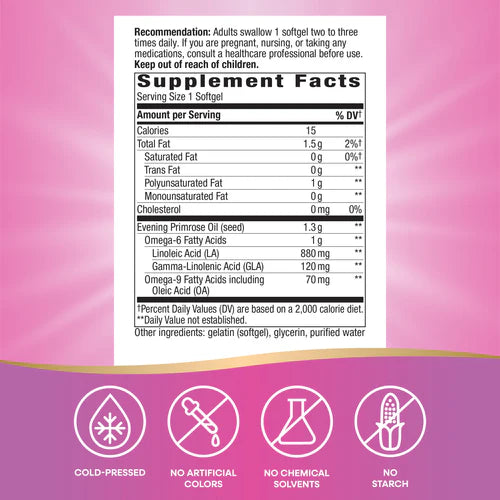 Nature's Way Evening Primrose Cold Pressed Oil 1300 mg, EfaGold® 60 Sg