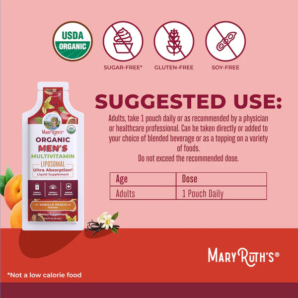Mary Ruth's Organic Men's Multivitamin Liposomal Box (14 pouches - 0.5 oz each)