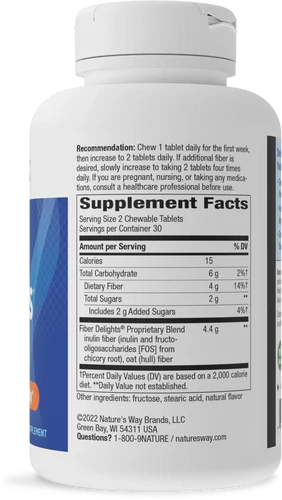 Nature's Way Fiber Delights® Vanilla Flavor 60 Chw Tb