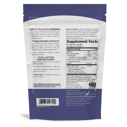 Nature's Way Sambucus Vitamin C Wild Cherry Lozenges 24 Loz