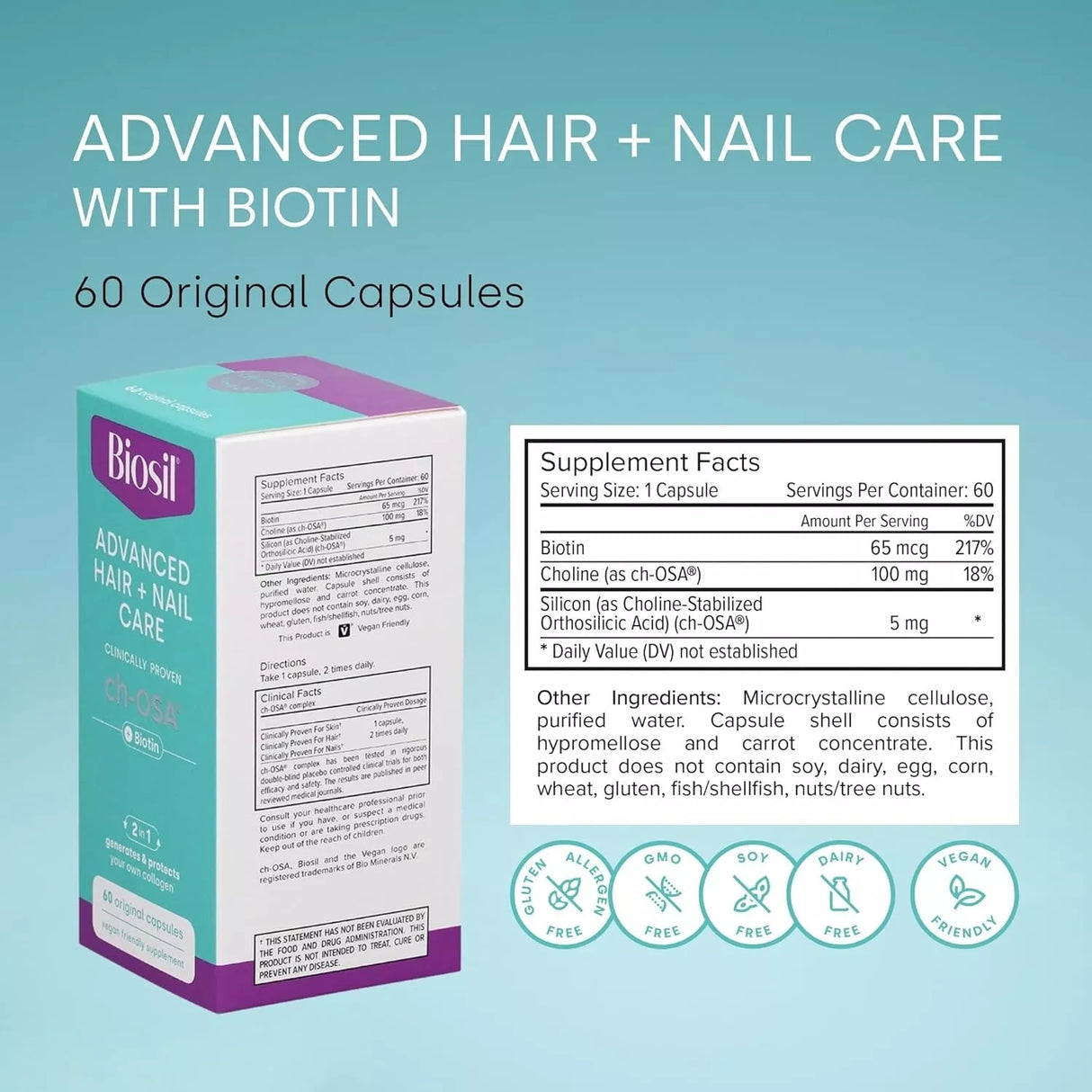Biosil Advanced Hair + Nail Care 30 Capsules