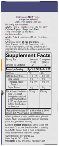 Nature's Way Sambucus Sugar-Free Syrup 4 Fl Oz