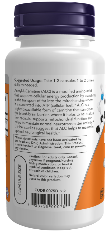 Carn Label Now ACETYL L-CARN 500mg 200 VCAPS – Williams Natural Foods