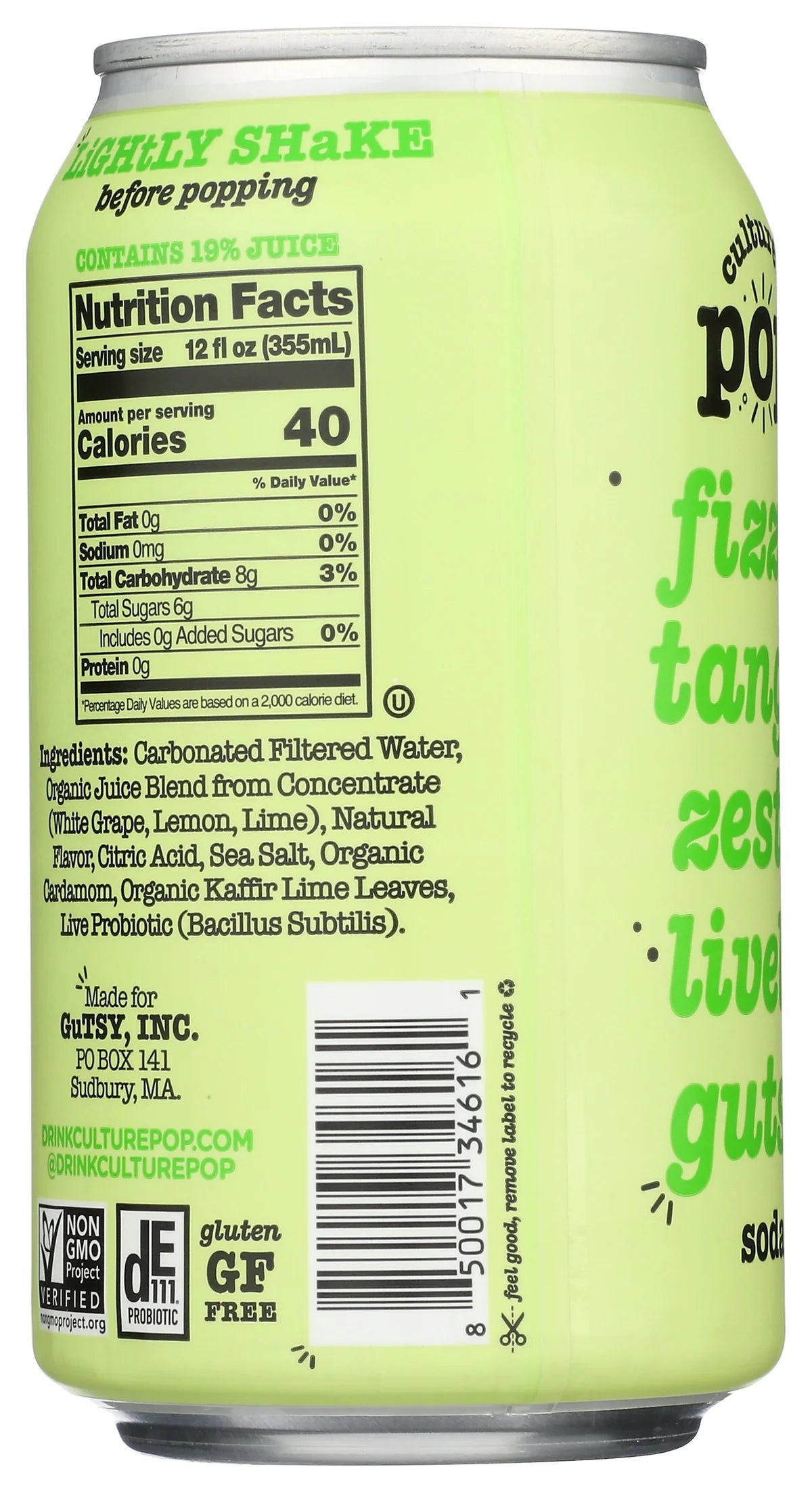 CULTURE POP SODA Lemon Lime Soda Singles 12 OZ