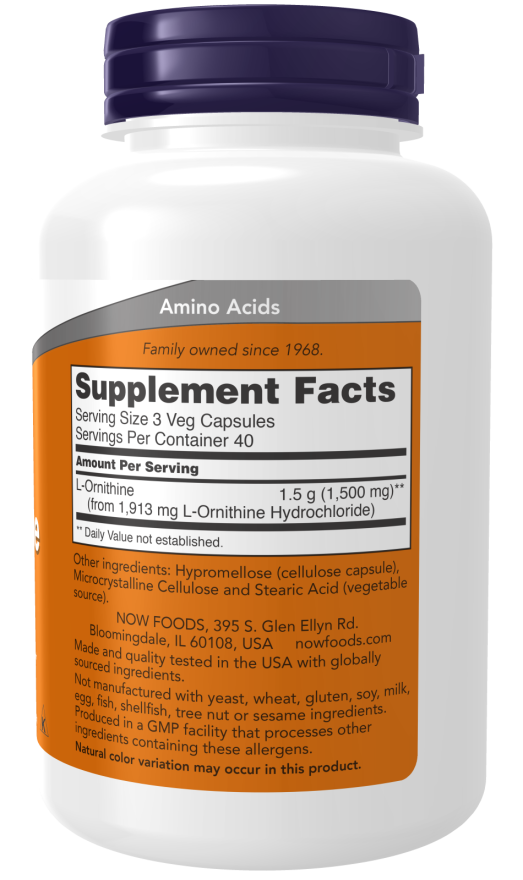 Now ORNITHINE 500mg 120 VCAPS