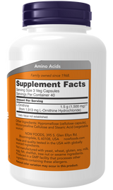 Now ORNITHINE 500mg 120 VCAPS
