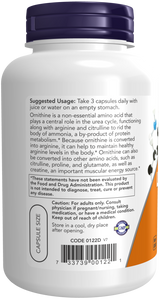 Now ORNITHINE 500mg 120 VCAPS