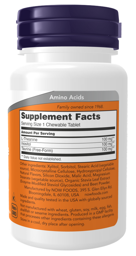 Now L-THEANINE 100MG PLUS  90 LOZ