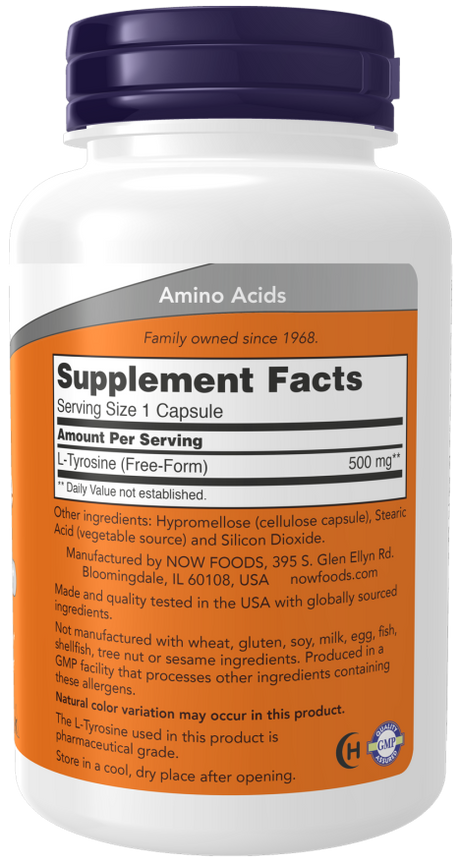 Now L-TYROSINE 500mg  120 VCAPS