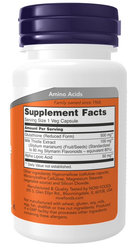 Now GLUTATHIONE 500mg 30 VCAPS