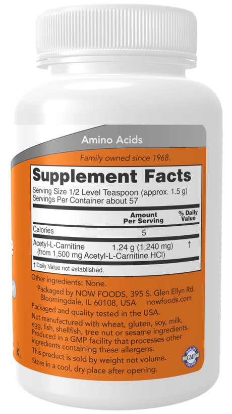 Now ACETYL-L-CARNITINE POWDER  3 OZ
