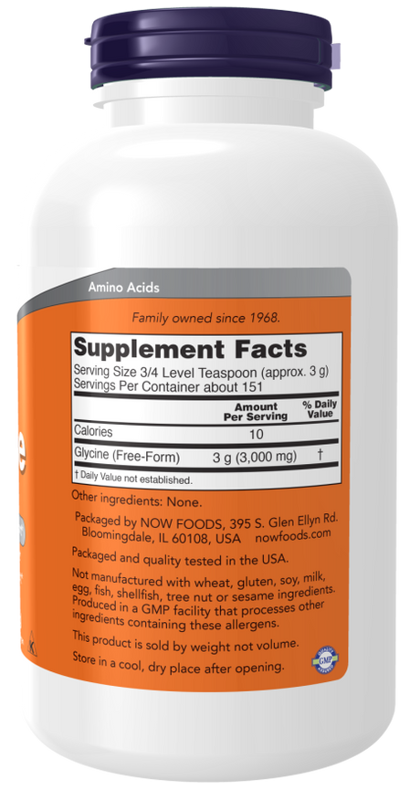 Now GLYCINE PURE POWDER  1 LB.