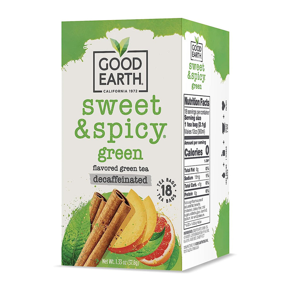Go Earth Tea GOOD EARTH TEAS Sweet & Spicy Decaffeinated Green Tea 18 BAG – Williams ...