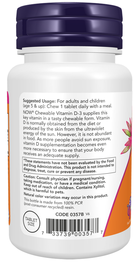 Now VIT D-3 1000 IU FRUITY CHEW 180 LOZ