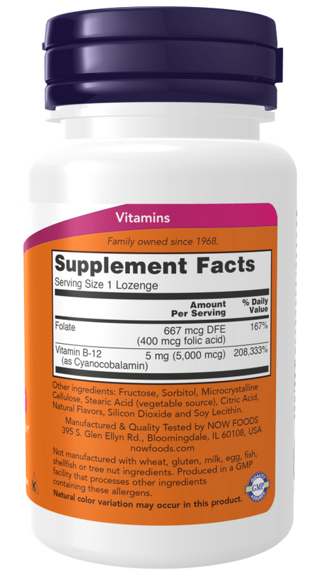 Now B-12 5000mcg + FOLIC  60 LOZ