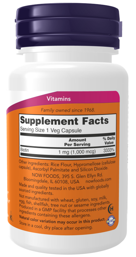 Now BIOTIN 1000mcg   100 VCAPS
