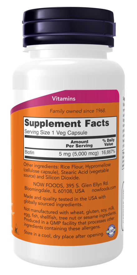 Now BIOTIN 5000mcg  120 VCAPS