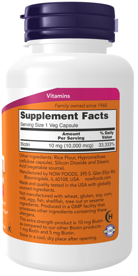 Now BIOTIN 10MG (10,000mcg) 120 VCAPS