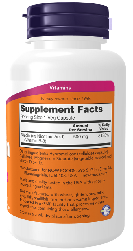 Now NIACIN 500mg  100 VCAPS