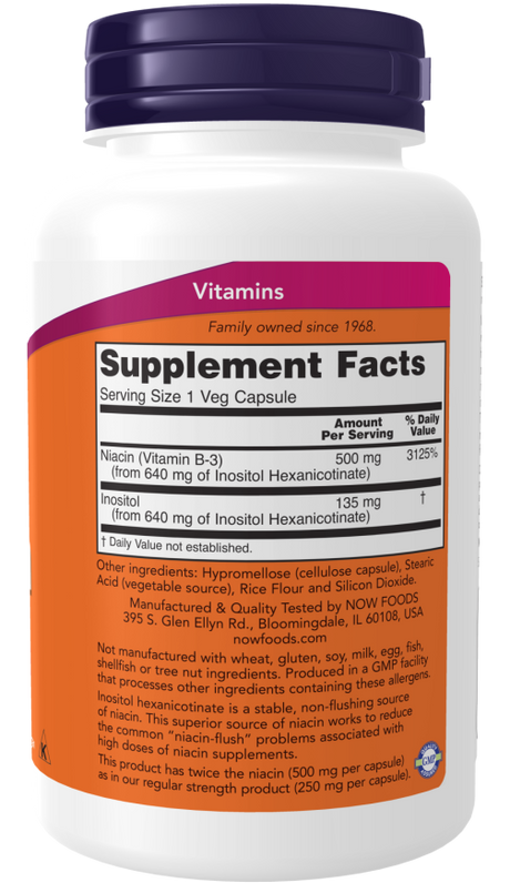 Now FLUSH FREE NIACIN 500mg   180 VCAPS