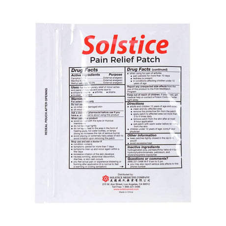 SOLSTICE MEDICINE COMPANYPAIN RELIEF PATCH 6 PATCHES