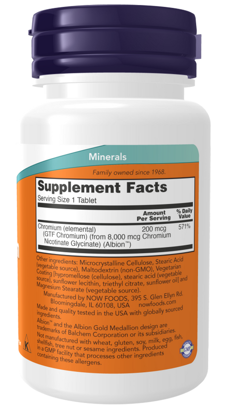Now GTF CHROMIUM 200mcg  100 TABS