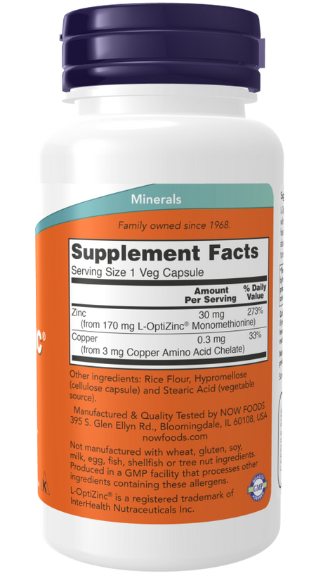 Now L-OPTIZINC(R) 30mg + COPPER  100 VCAPS