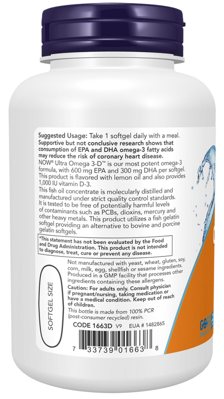 Now ULTRA OMEGA 3-D SOFTGELS  180 FSG