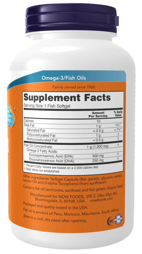 Now ULTRA OMEGA-3 FO 500/250 FISH GELATIN  180 FSG